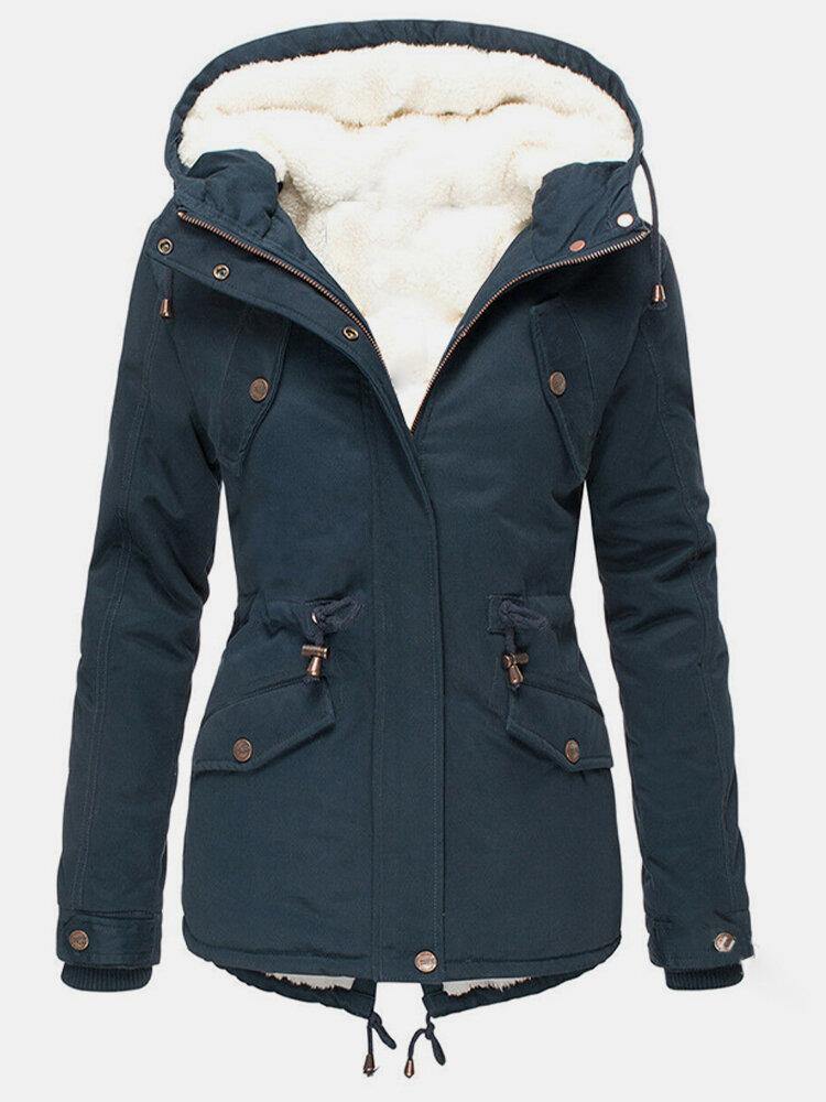 Damen Winterjacke Fleecefutter Verstellbare Kapuze