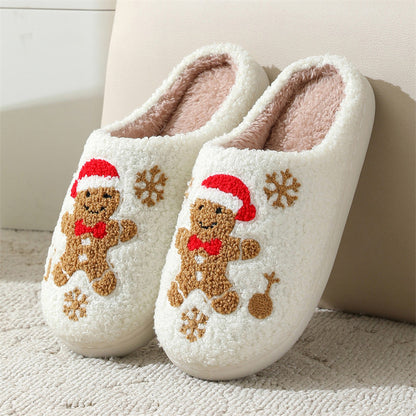 Weihnachtliche Damen Hausschuhe Warmes Plüsch Schneeflocken Design