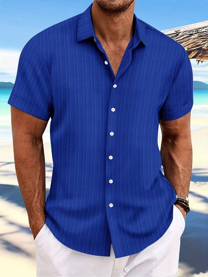 Owen Herren Kurzarm Hemd Gestreift Relaxed Fit Sommer