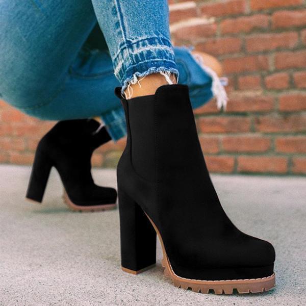 Norvielle Damen Stiefelette Runde Fußspitze