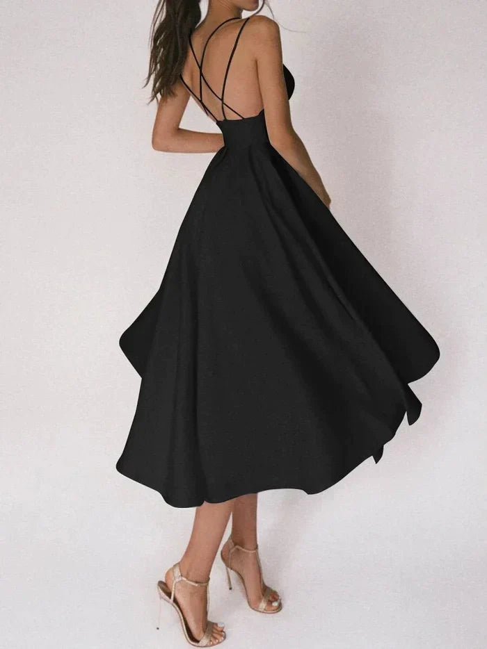 Elegantes Damenkleid V-Ausschnitt Träger