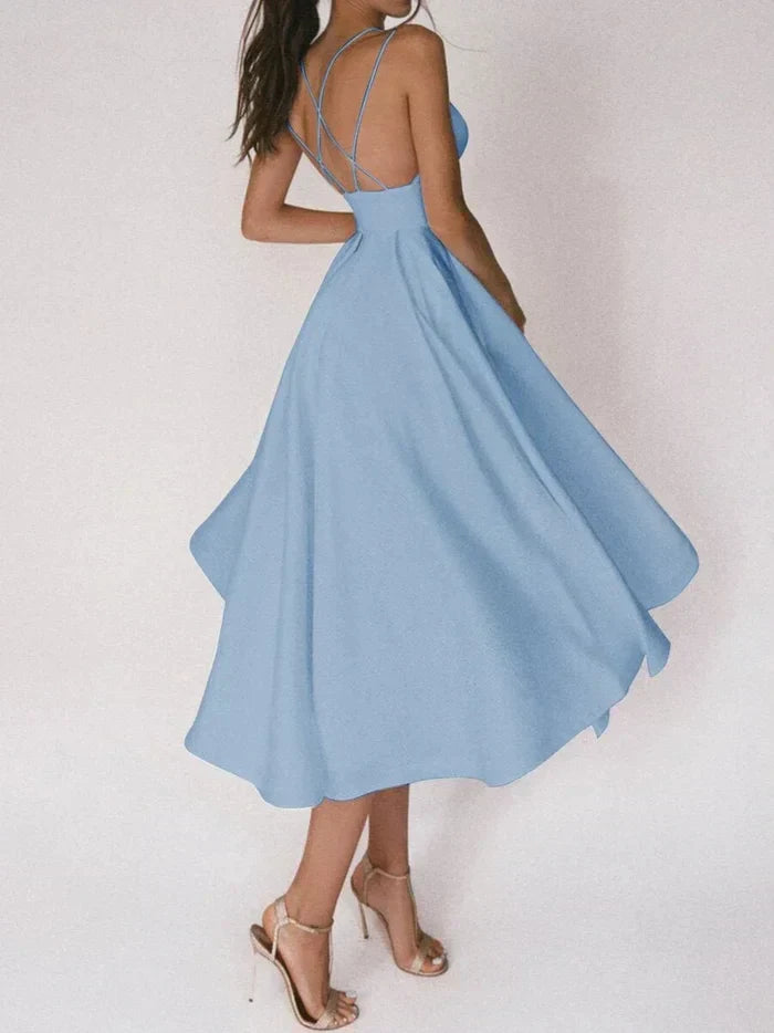 Elegantes Damenkleid V-Ausschnitt Träger