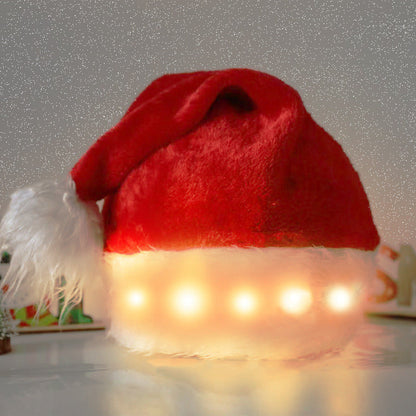 Weihnachtsmütze Weich Plüsch mit LED-Licht