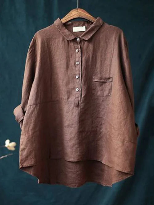 Damen Bluse Knopfleiste Baumwolle Elegante Weiß