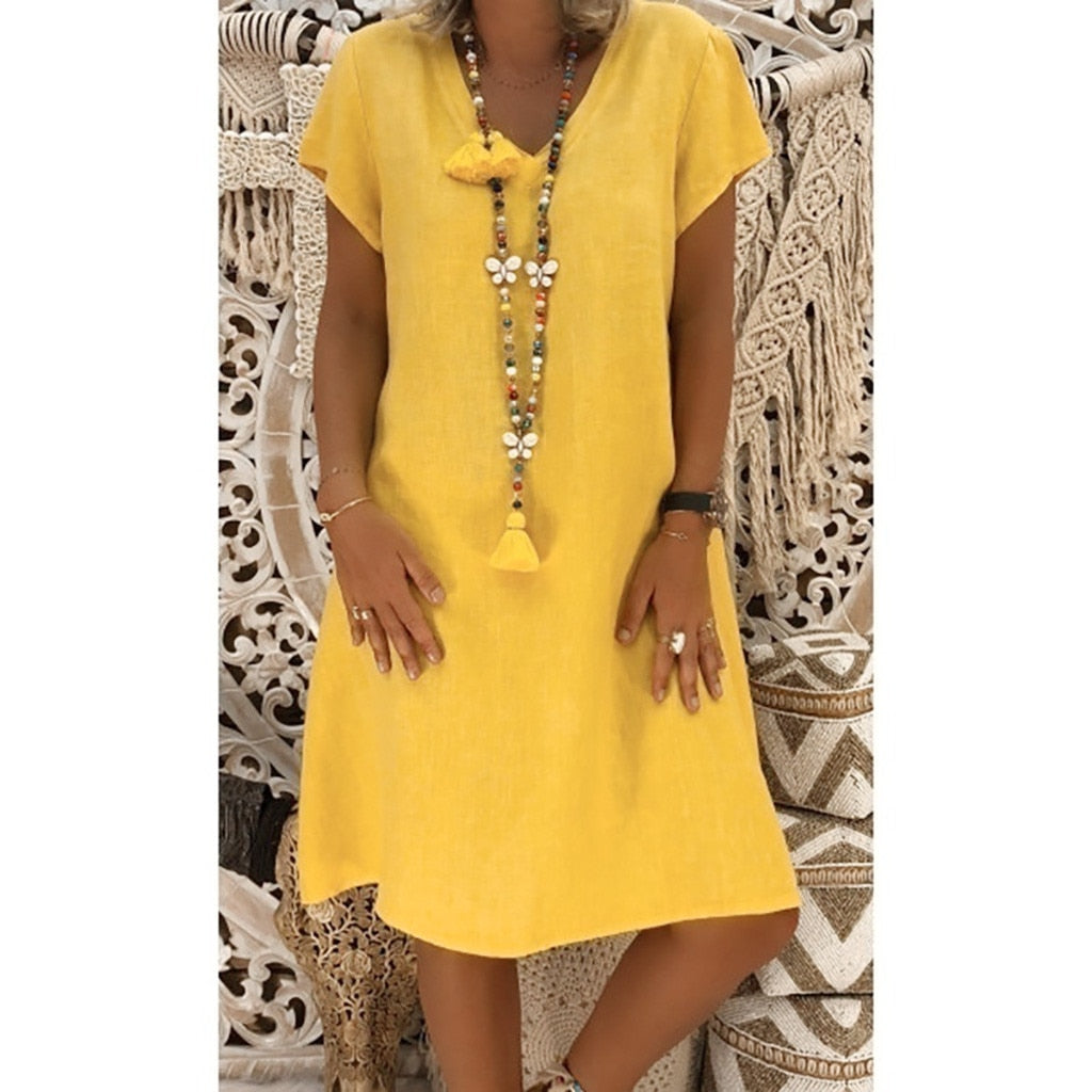 Damen Kleid Bequem Leicht Locker