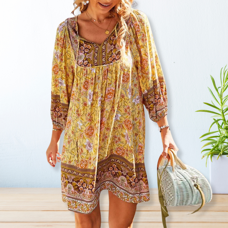 Damen Maxikleid mit Bauchabdeckung Boho Stil