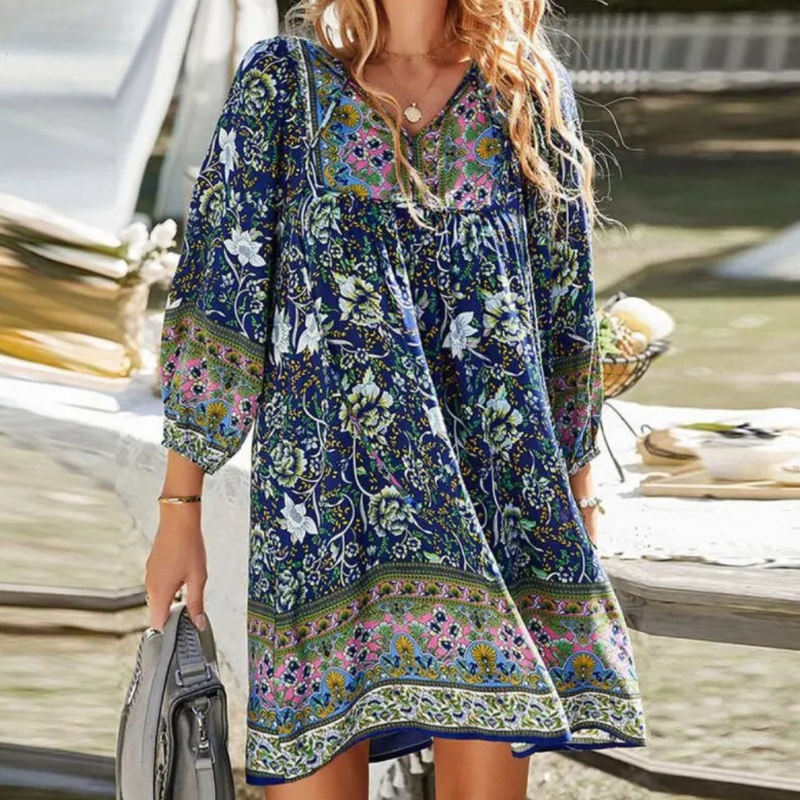 Damen Maxikleid mit Bauchabdeckung Boho Stil - Norvielle