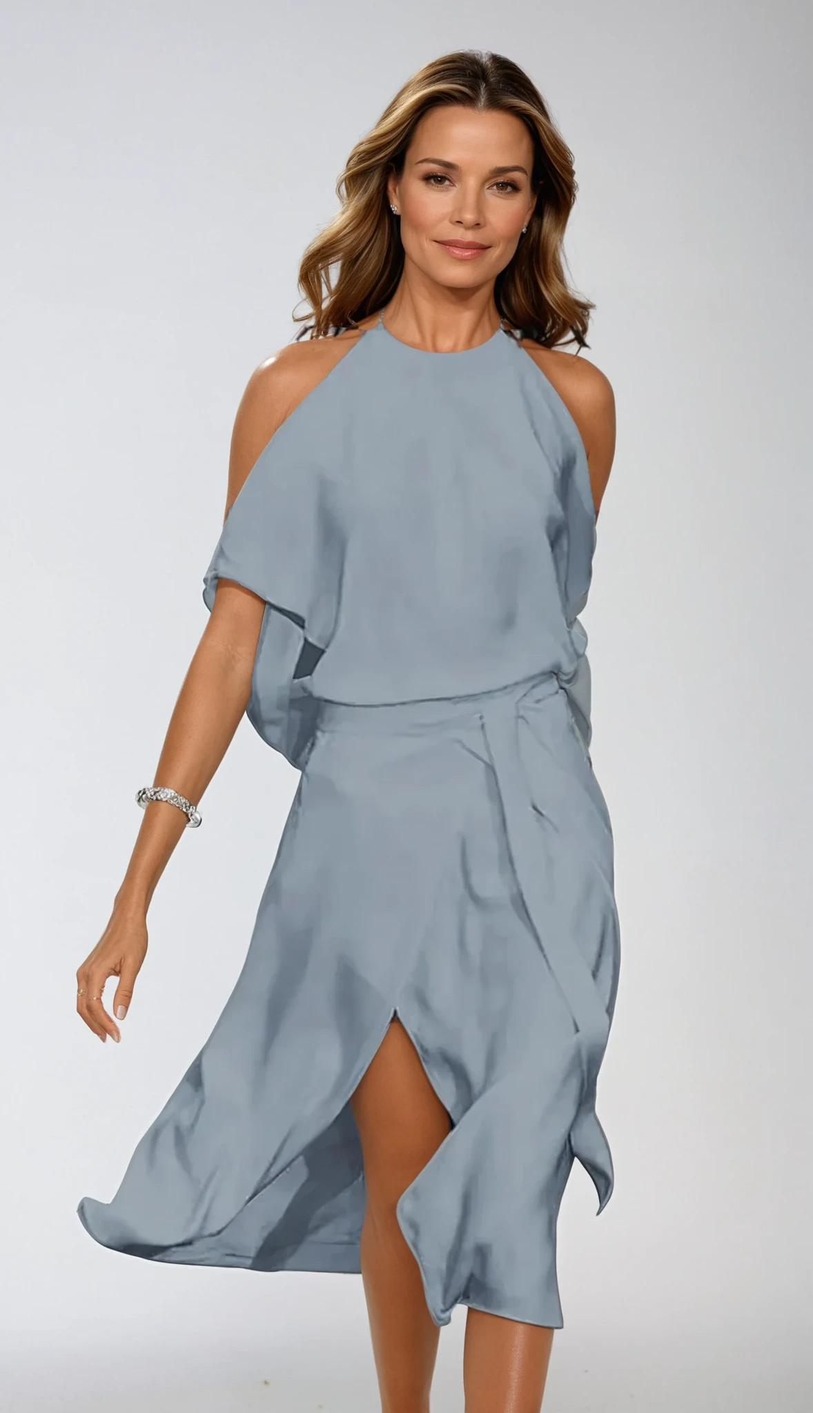 Damen Abendkleid Midi Neckholder