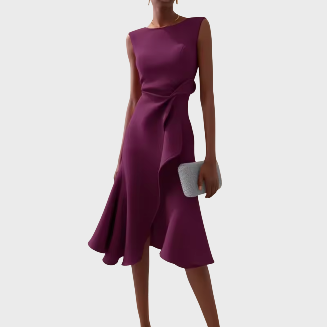 Damen Asymmetrisches Midikleid Drapiertes Design