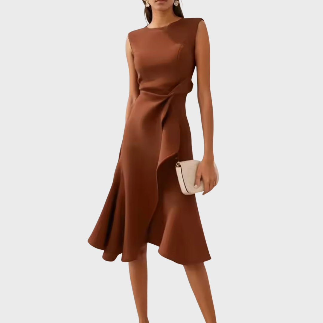 Damen Asymmetrisches Midikleid Drapiertes Design