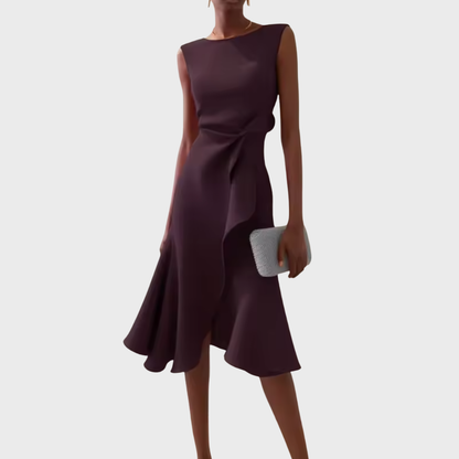 Damen Asymmetrisches Midikleid Drapiertes Design