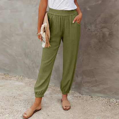 Damen Freizeit-Hose Leicht Atmungsaktives Material Beige