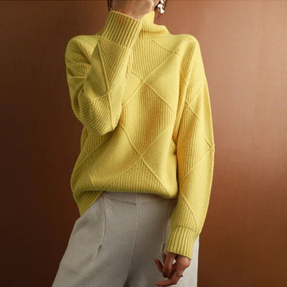 Damen Rollkragenpullover Zopfmuster Gemütlich