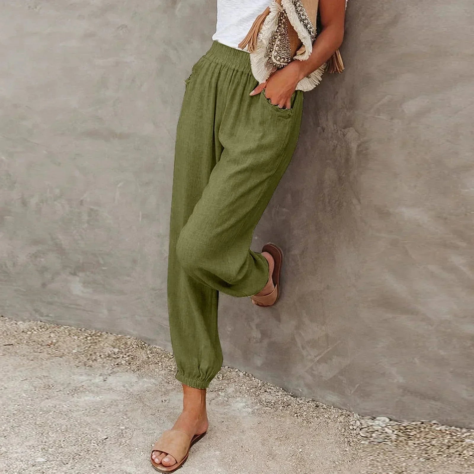 Damen Freizeit-Hose Leicht Atmungsaktives Material Beige - Norvielle
