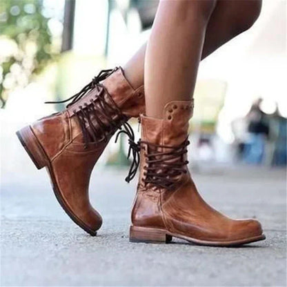 Damen Winterstiefel Reißverschluss Klassische Stiefeletten Schwarz - Norvielle
