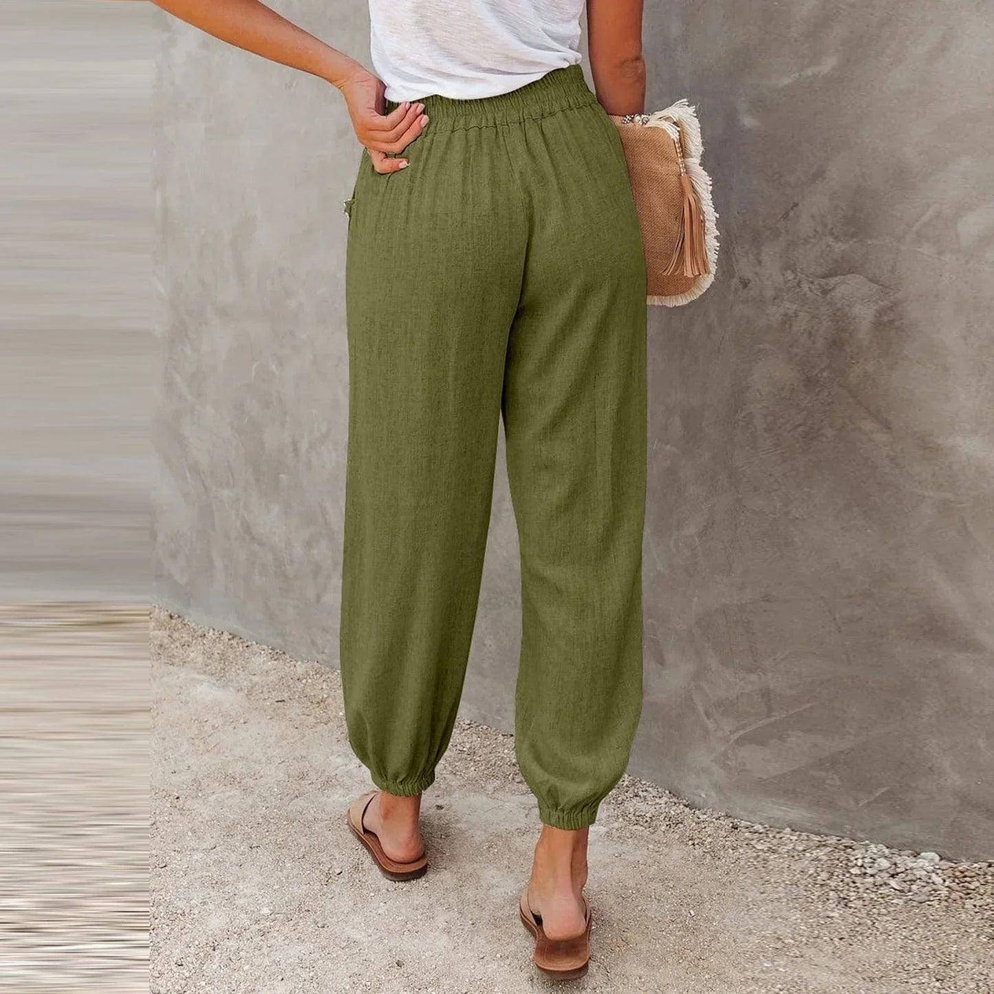 Damen Freizeit-Hose Leicht Atmungsaktives Material Beige
