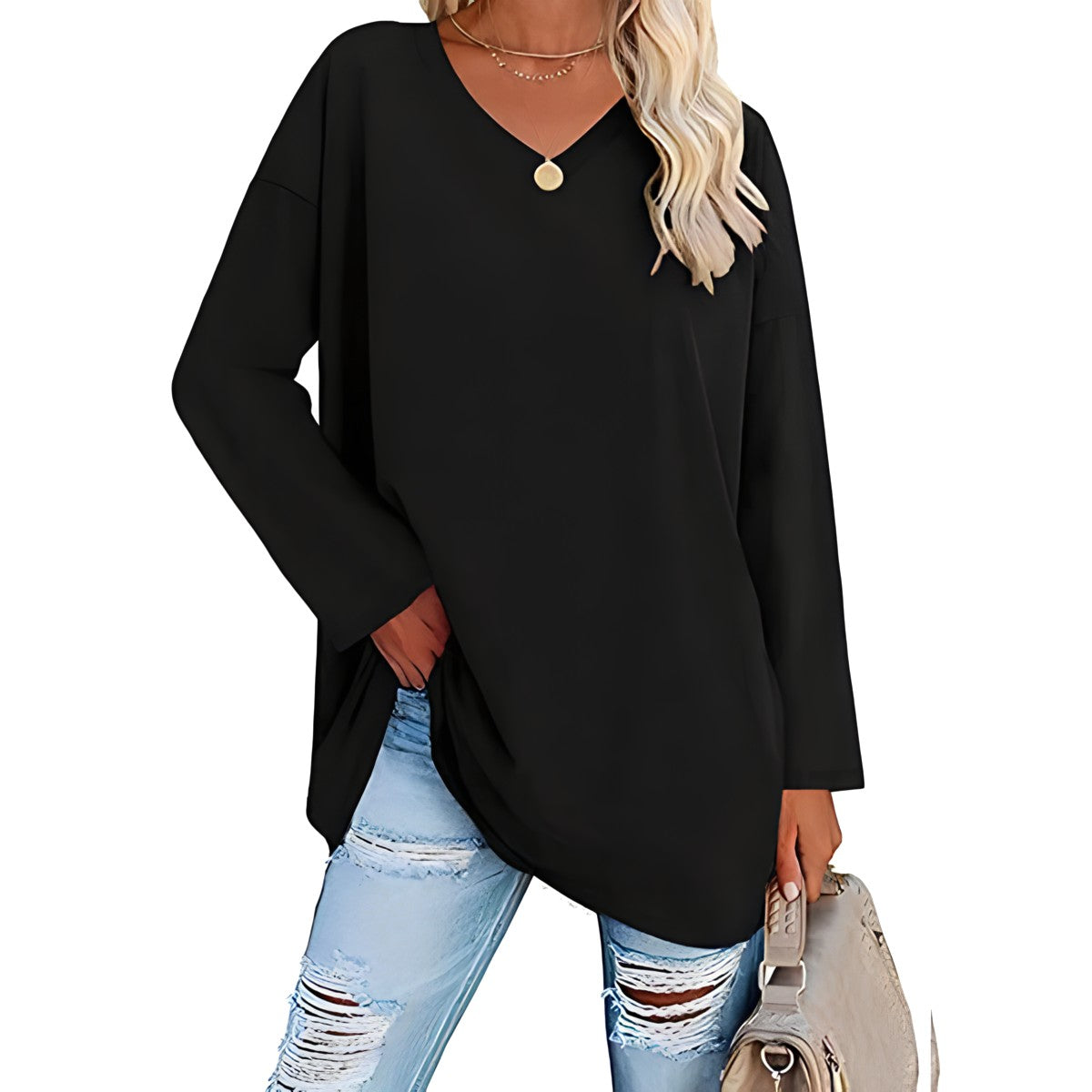 Damen V-Ausschnitt Pullover Relaxed Fit