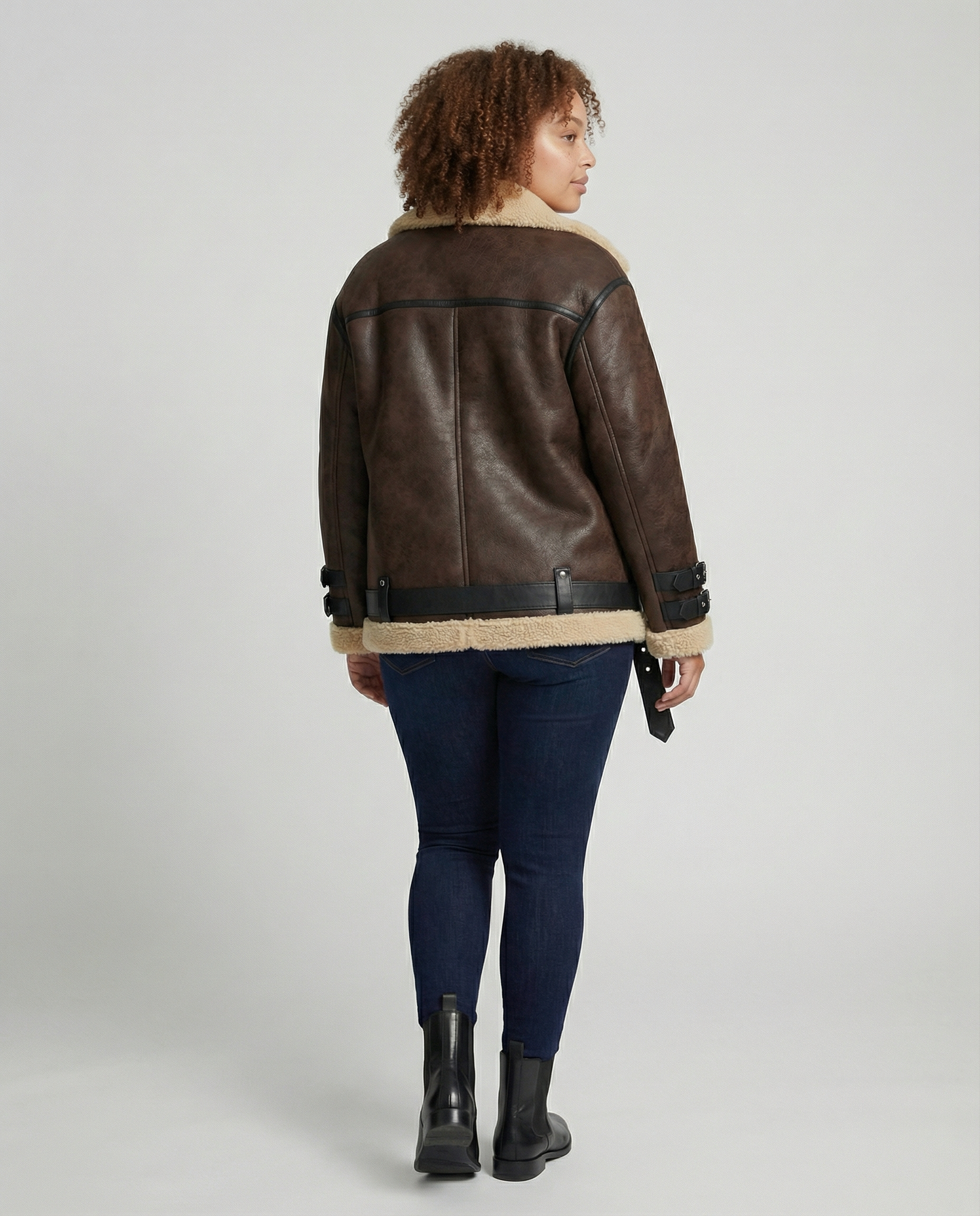 Elegante Damen Reversjacke Kunstleder