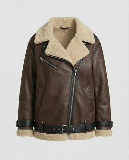 Elegante Damen Reversjacke Kunstleder
