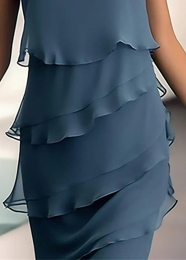 Norvielle Damen Mini Kleid Einfarbig Marine - Norvielle