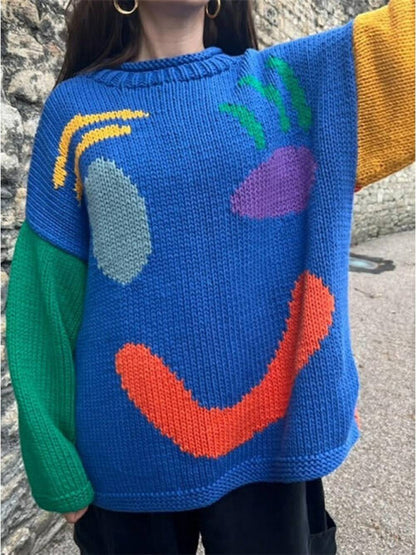 Damen Strickpullover Gefüttert Bequem Grau