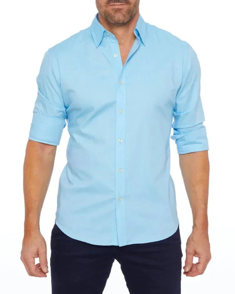 Herren Hemd Langarm Slim Fit Reißverschluss