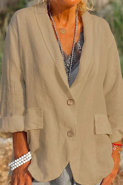 Damen Leichte Jacke mit Knöpfen Beige