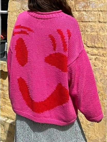 Damen Strickpullover Gefüttert Bequem Grau