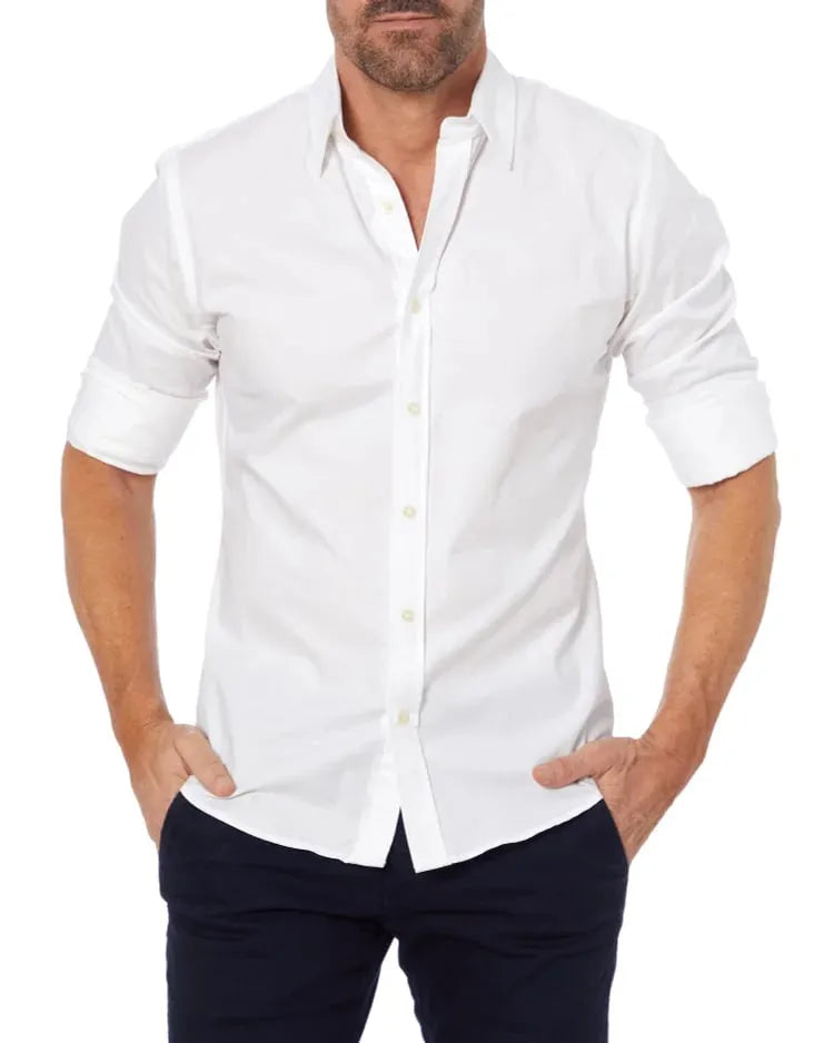 Herren Hemd Langarm Slim Fit Reißverschluss