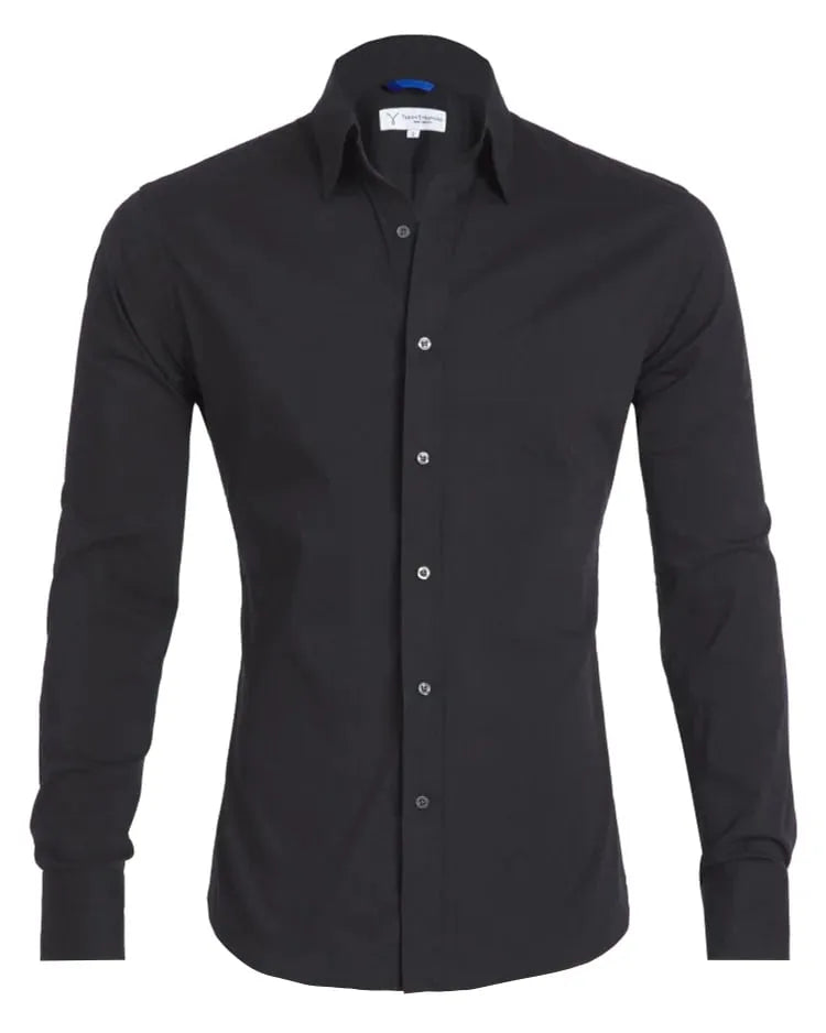 Herren Hemd Langarm Slim Fit Reißverschluss