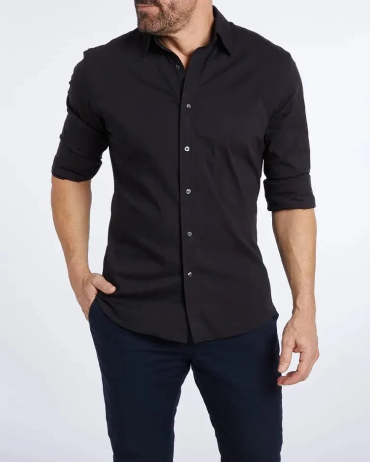 Herren Hemd Langarm Slim Fit Reißverschluss