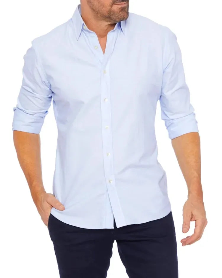 Herren Hemd Langarm Slim Fit Reißverschluss