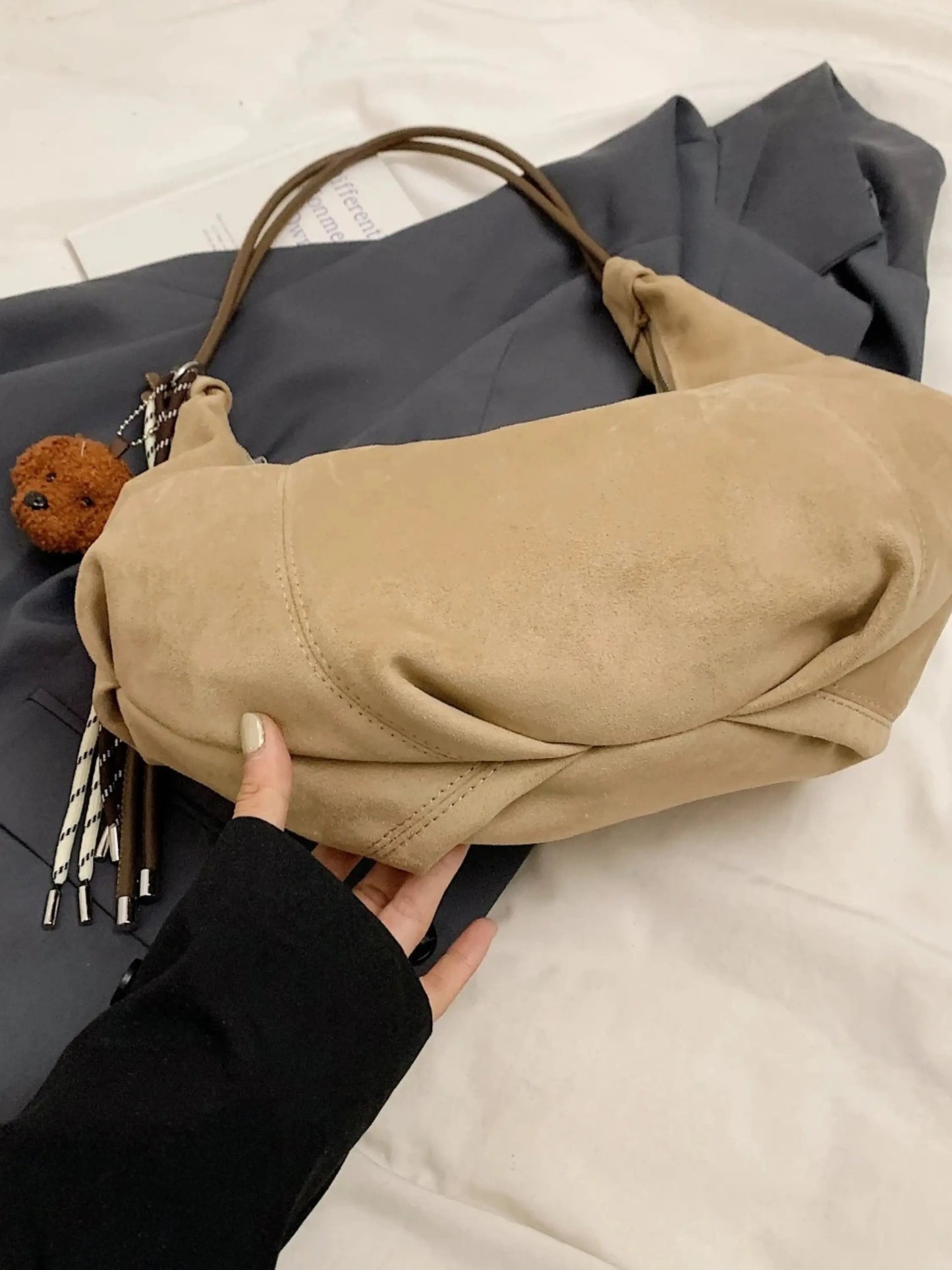 Amalia Damen Hobo Tasche Wildleder Boho Chic