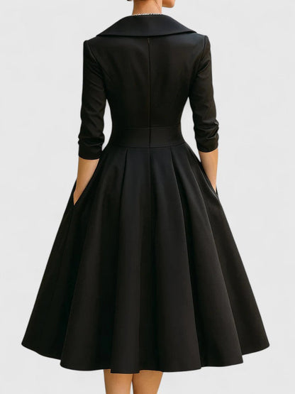 Damen A-Linienkleid Wickelkragen Feminin