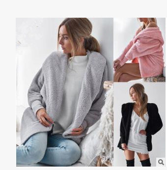 Damen Cardiganjacke Weiches Fleece Bequemer Schnitt Anthrazit - Norvielle