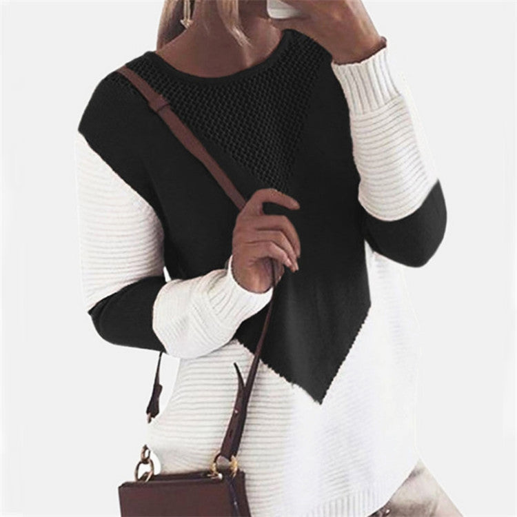 Damen Strickpullover mit Strukturdesign und Kontrastärmeln - Norvielle