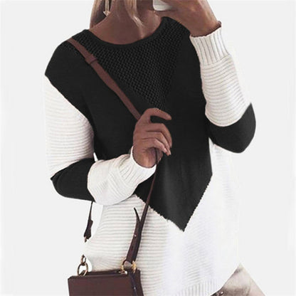 Damen Strickpullover mit Strukturdesign und Kontrastärmeln - Norvielle