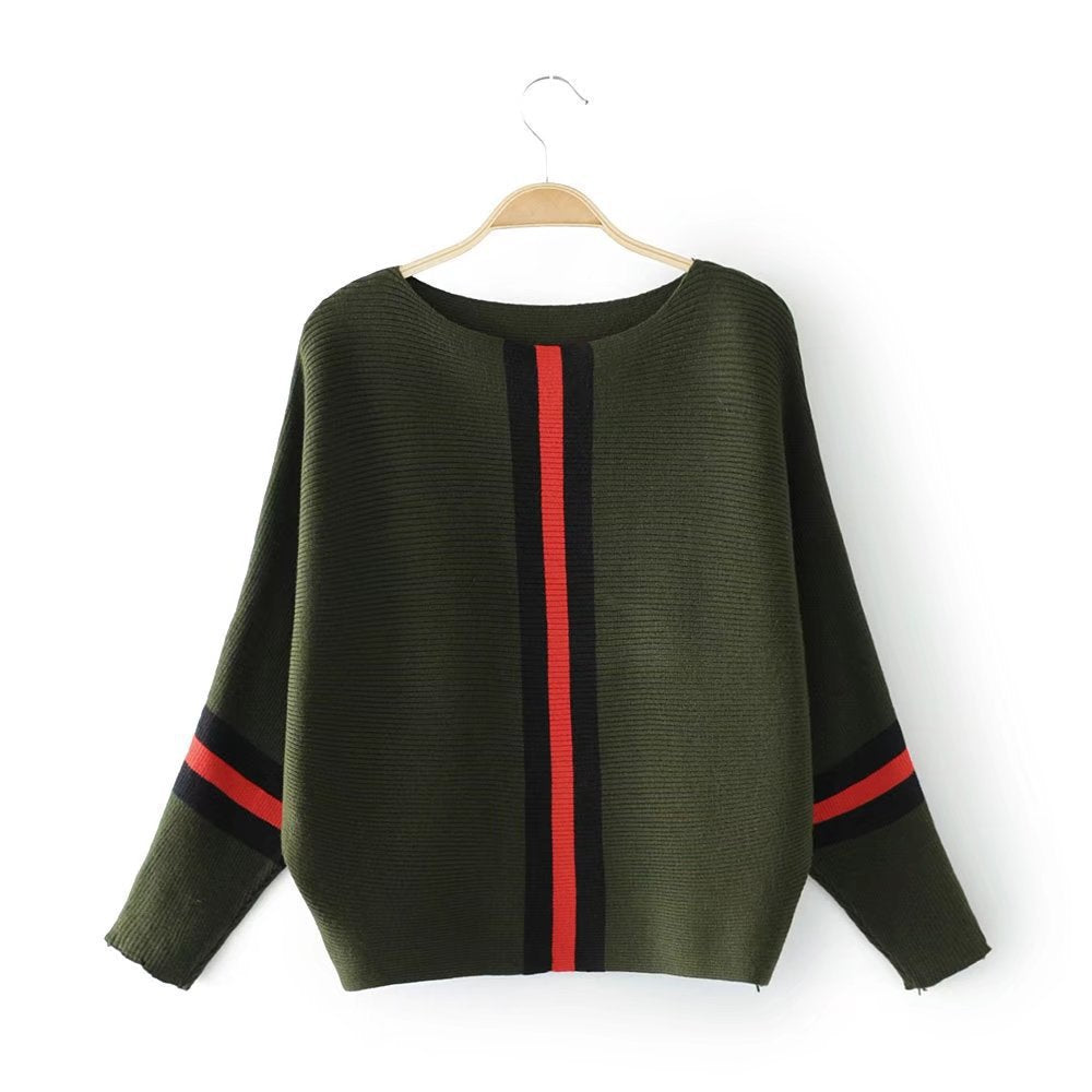 Damen Strickpullover Modern Streifen Weit Norvielle