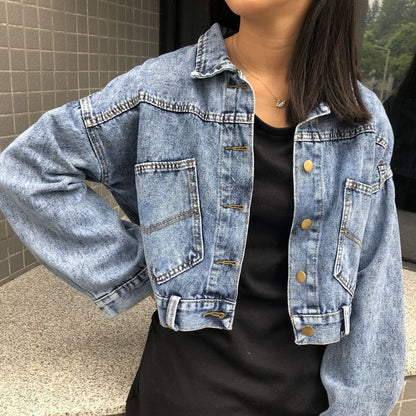 Damen Cropped Jeansjacke mit Taschen Norvielle - Norvielle