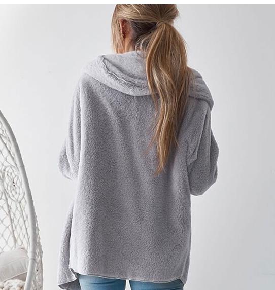 Damen Cardiganjacke Weiches Fleece Bequemer Schnitt Anthrazit