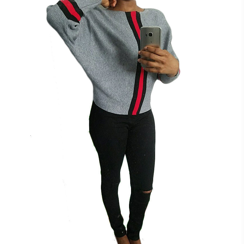 Damen Strickpullover Modern Streifen Weit Norvielle