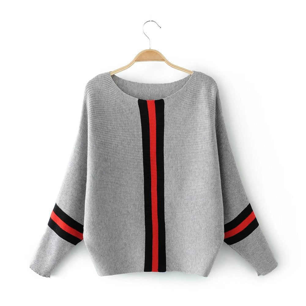 Damen Strickpullover Modern Streifen Weit Norvielle