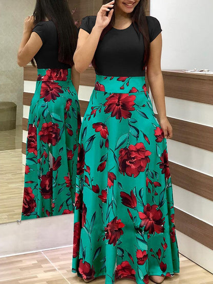 Damen Maxirock Floralmuster Elastischer Bund Norvielle