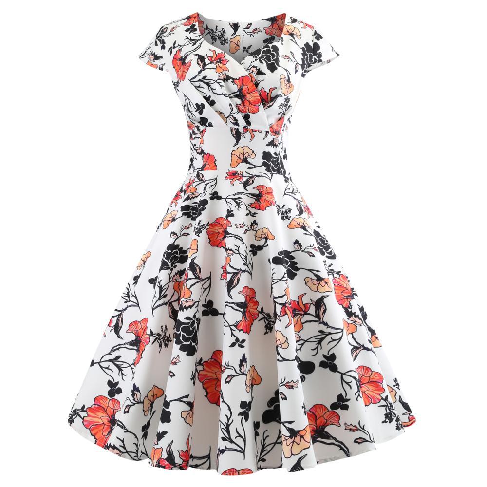 Damen A-Linien Kleid Florales Design Wickelausschnitt Norvielle - Norvielle
