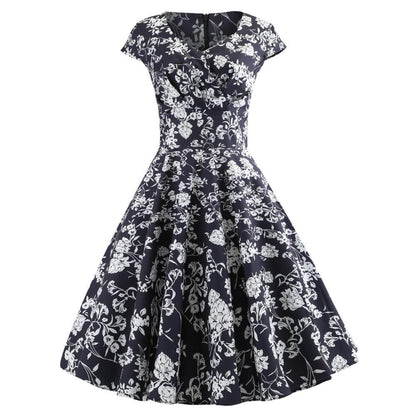 Damen Wickelkleid Florales Design Elegant Schwarz - Norvielle