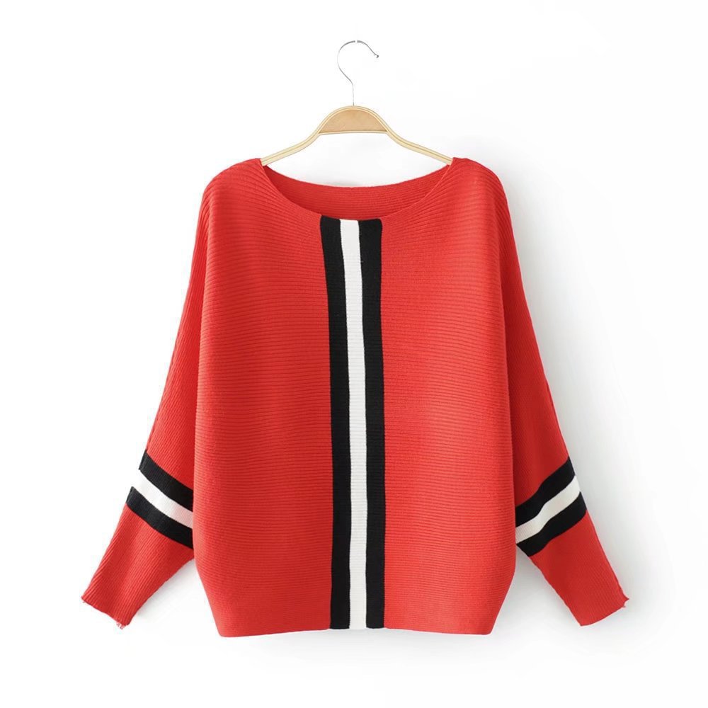 Damen Strickpullover Modern Streifen Weit Norvielle