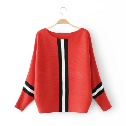 Damen Strickpullover Modern Streifen Weit Norvielle