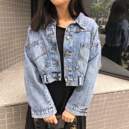 Damen Cropped Jeansjacke mit Taschen Norvielle