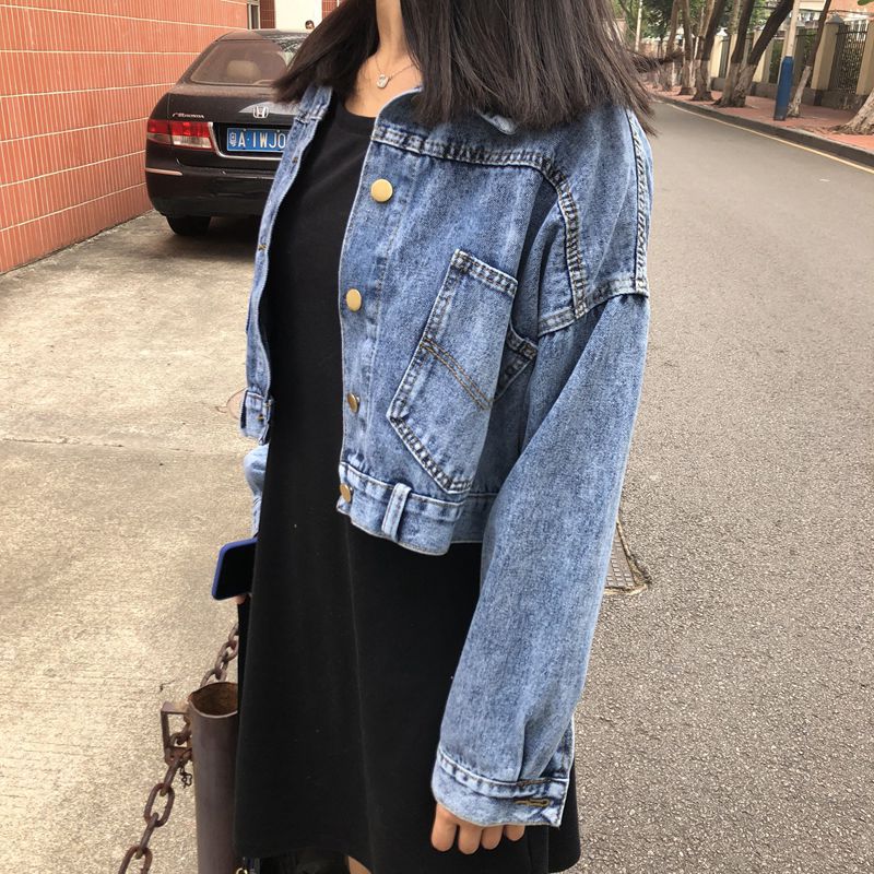 Damen Cropped Jeansjacke mit Taschen Norvielle