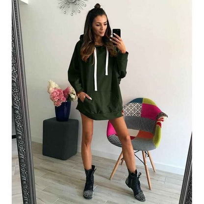 Damen Hoodie-Kleid Kapuze Taschen Norvielle